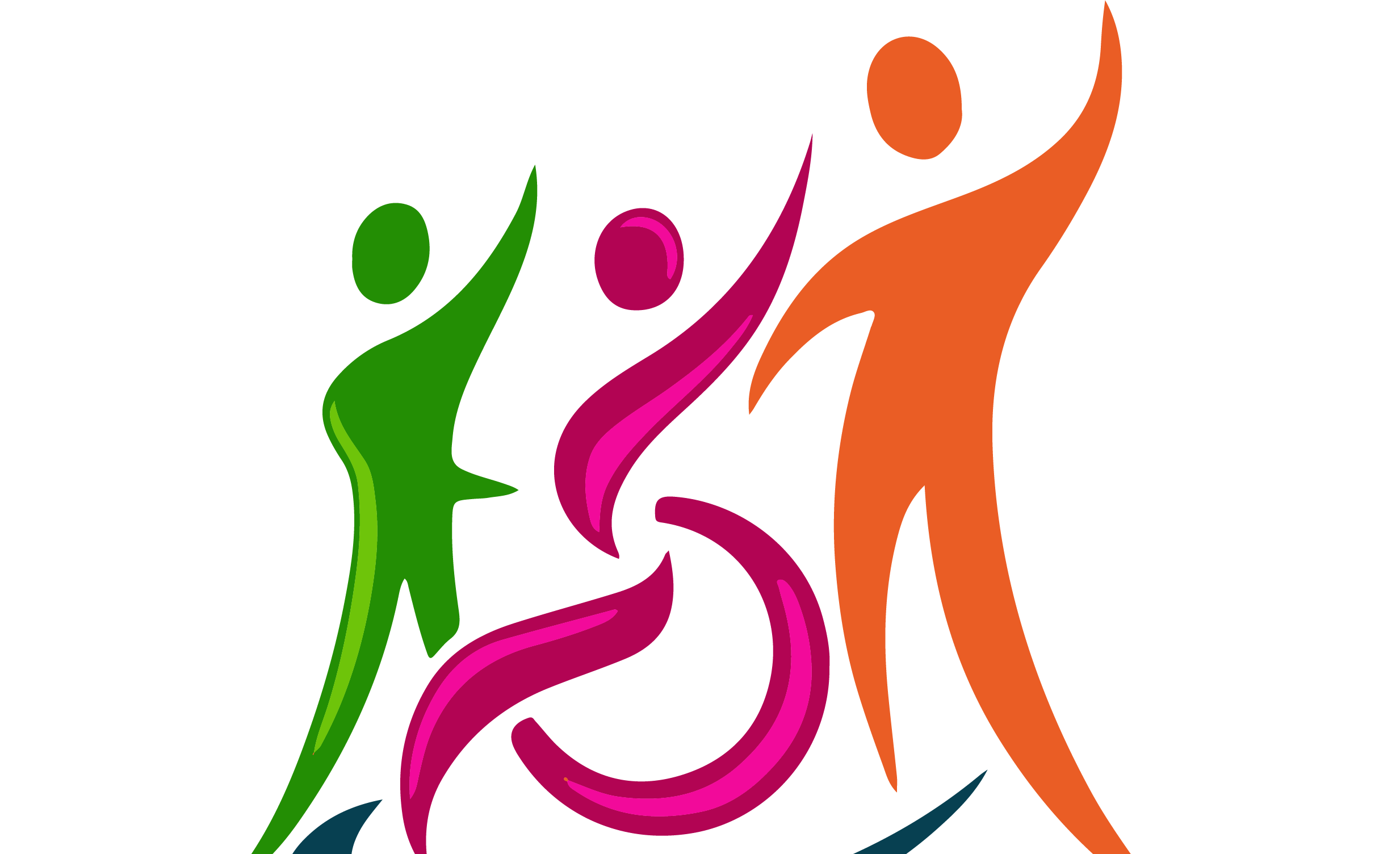 Isotipo Fundación Franco: tres figuras humanas de colores verde, magenta y naranja, junto al símbolo de accesibilidad